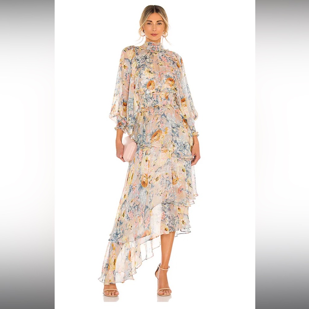 Elliatt Pastel Floral Long Sleeve Maxi Dress - Pink, Blue, Yellow